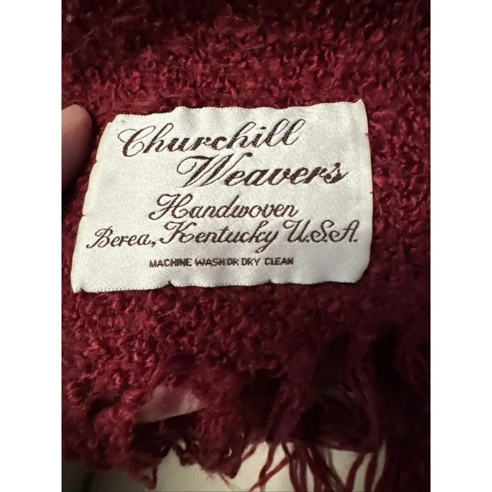 Churchill Weavers Handwoven Blanket‎ Wine/Burgundy 68x46